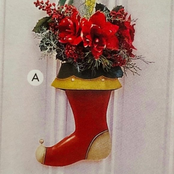Southern Living At Home Metal Holiday Stocking Hanging Bucket W Pocket New - Picture 4 of 7